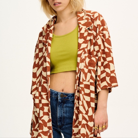 Lucy & Yak Santiago Shirt ORGANIC COTTON TOWELLING - Amara Grid - Picture 2 of 12